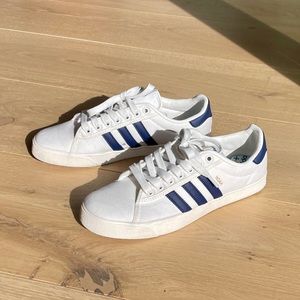 Adidas X Noah Consortium Adria Leather Trimmed Sneakers Sz. 10.5 White & Navy